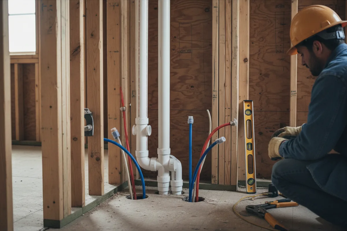 Drain and supply rough-in during Drain Cleaning in Jakin